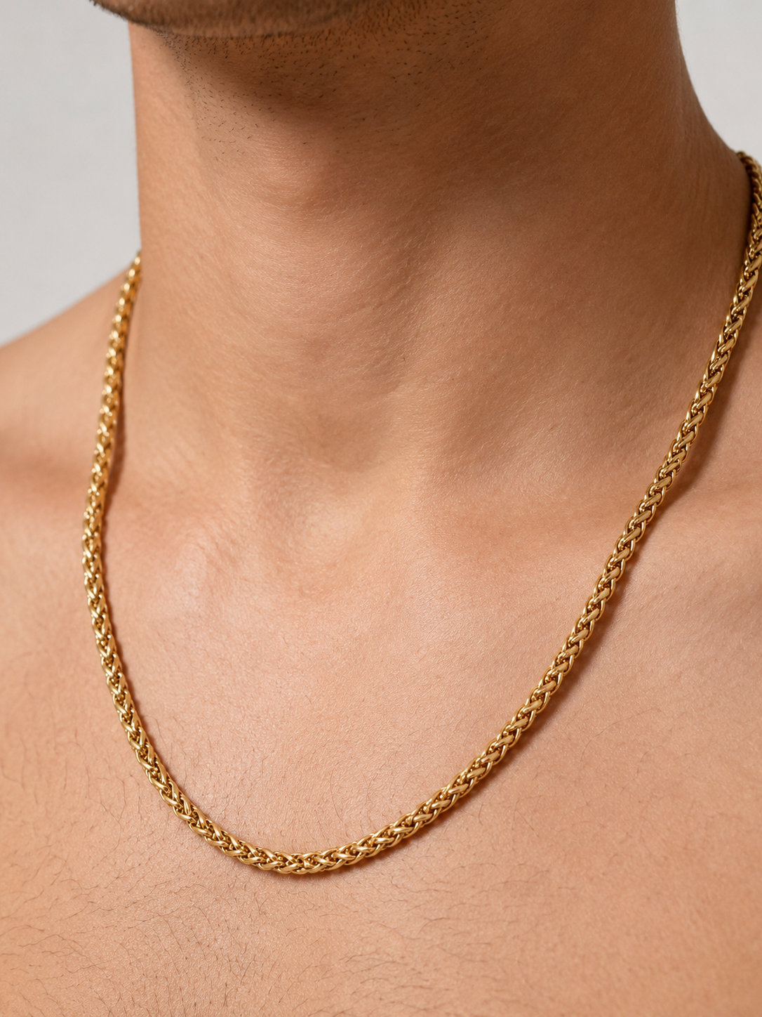 WHEAT CHAIN NECKLACE 4MM | 18K Gold