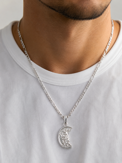 ST. CHRISTOPHER PENDANT FIGARO CHAIN | Silver