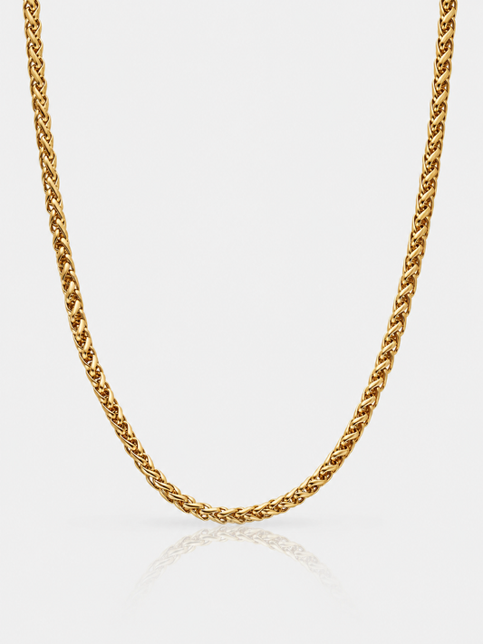 WHEAT CHAIN NECKLACE 4MM | 18K Gold