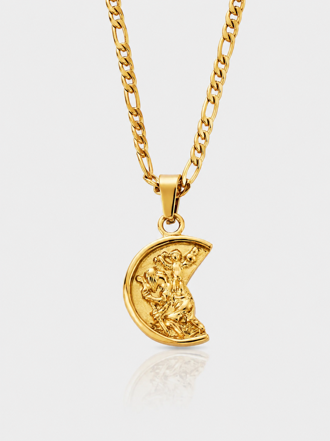 ST. CHRISTOPHER PENDANT FIGARO CHAIN | 18K Gold