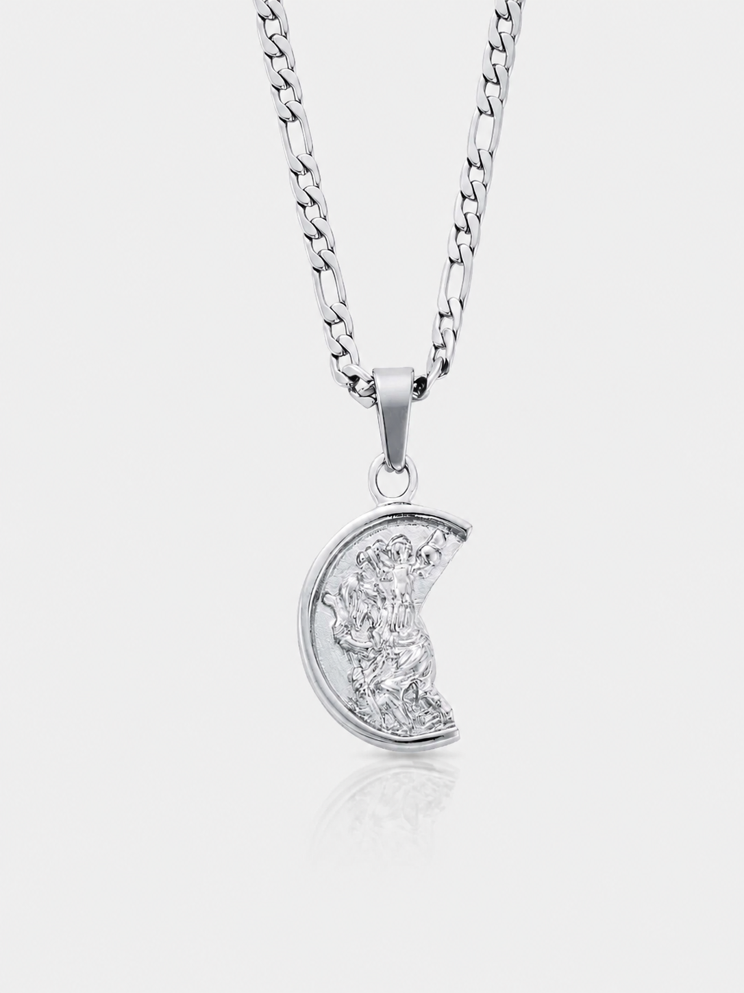 ST. CHRISTOPHER PENDANT FIGARO CHAIN | Silver
