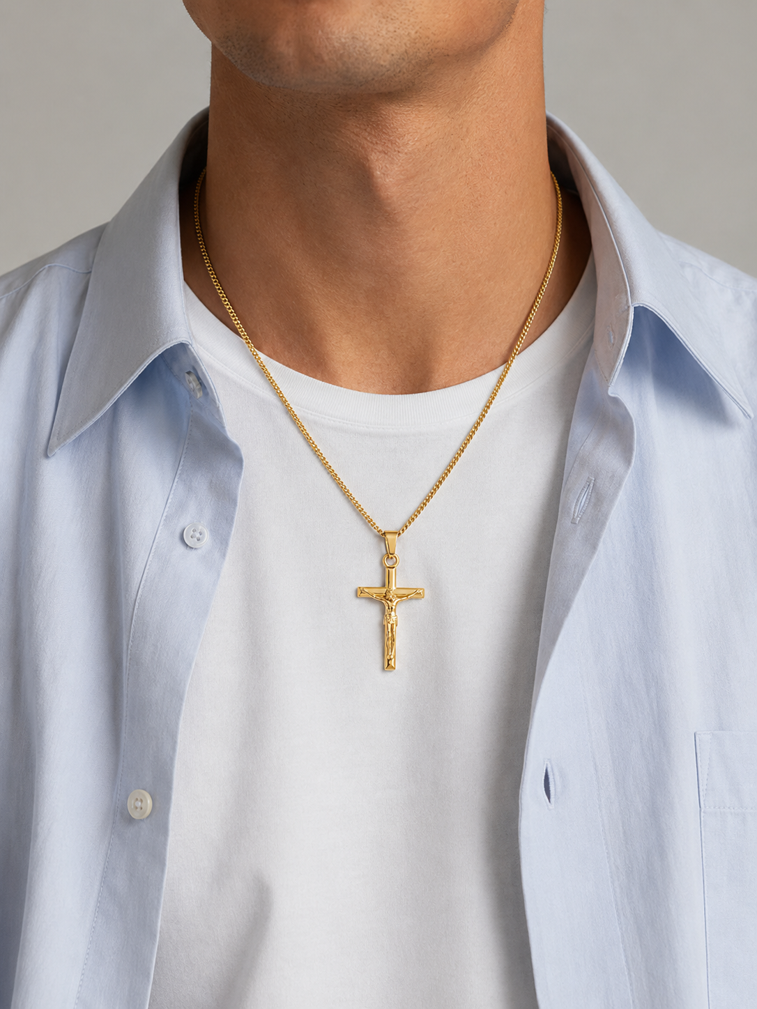 CRUCIFIX PENDANT CHAIN 2MM | 18K Gold