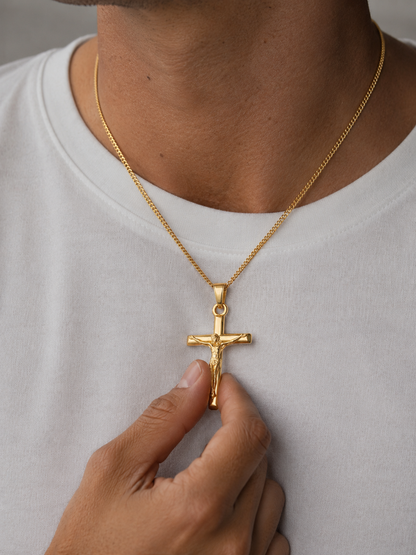 CRUCIFIX PENDANT CHAIN 2MM | 18K Gold