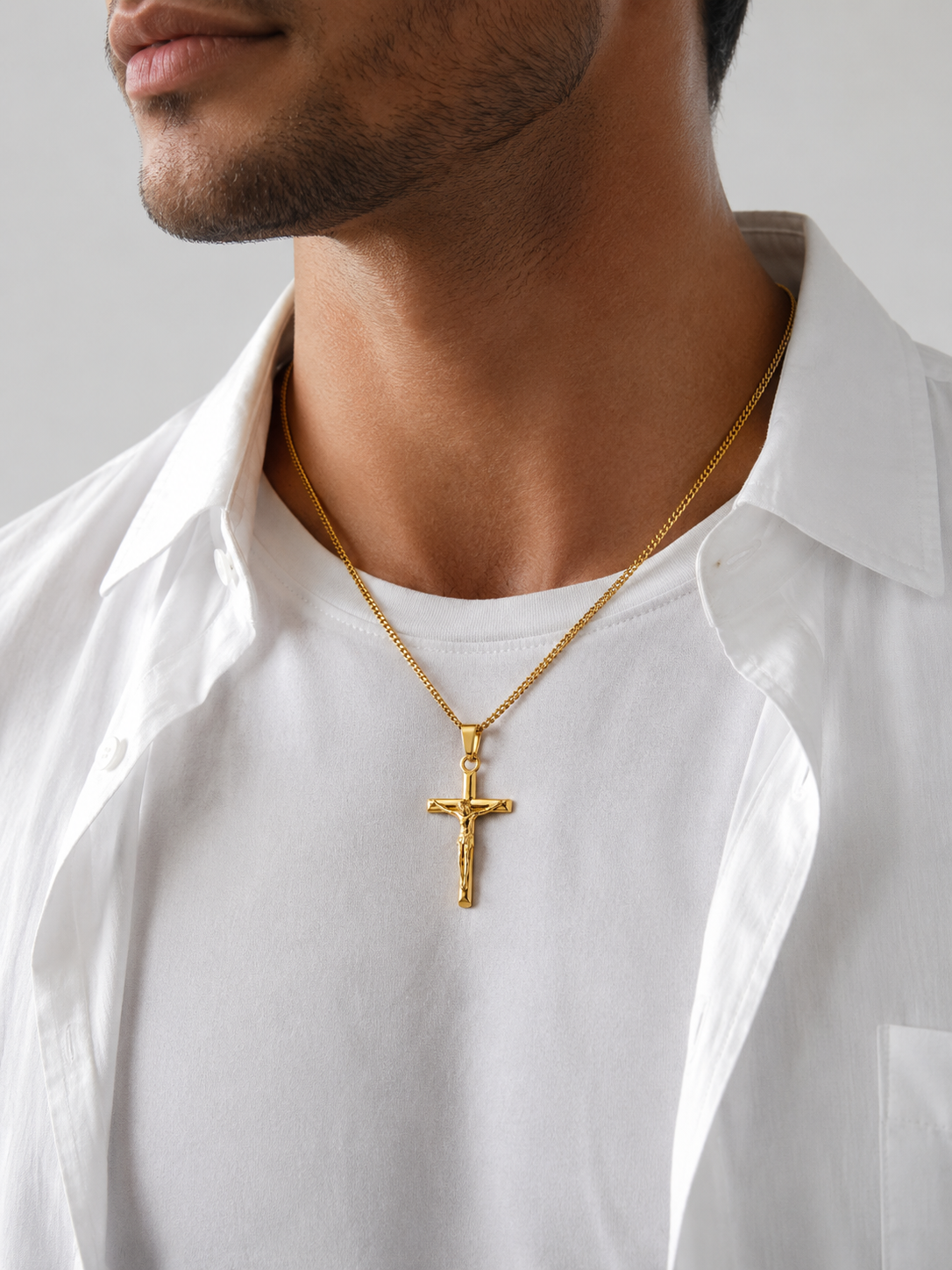 CRUCIFIX PENDANT CHAIN 2MM | 18K Gold