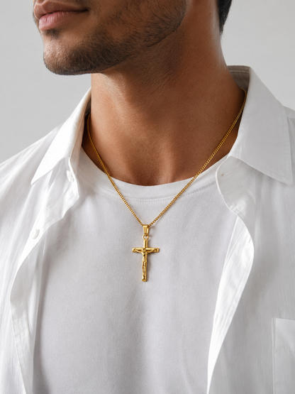 CRUCIFIX PENDANT CHAIN 2MM | 18K Gold