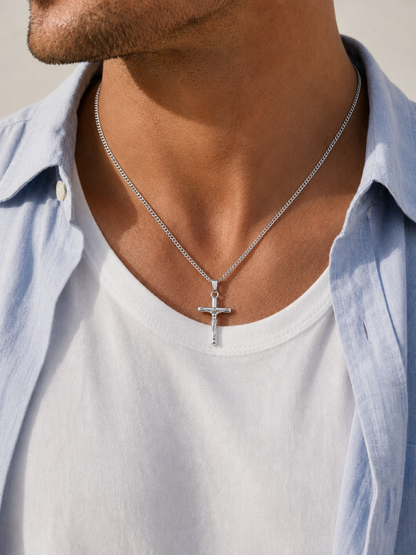 CRUCIFIX PENDANT CHAIN 2MM | Silver