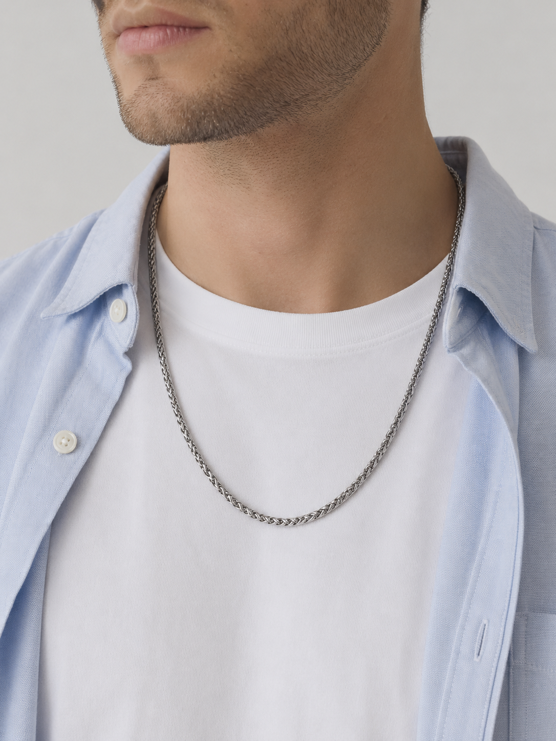 WHEAT CHAIN NECKLACE 4MM | Silver