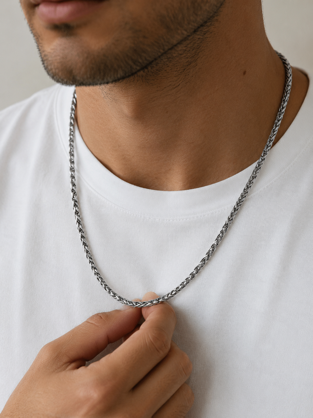 WHEAT CHAIN NECKLACE 4MM | Silver