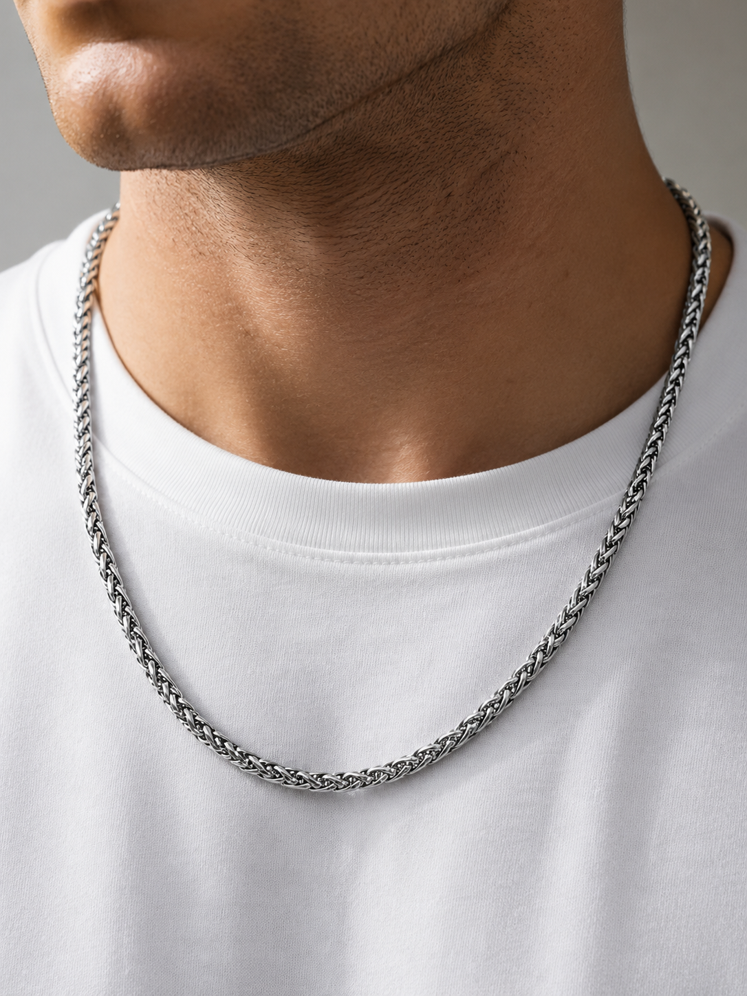 WHEAT CHAIN NECKLACE 4MM | Silver