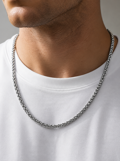 WHEAT CHAIN NECKLACE 4MM | Silver