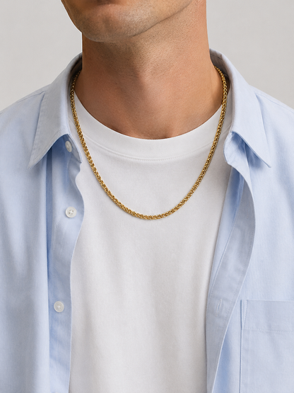 WHEAT CHAIN NECKLACE 4MM | 18K Gold