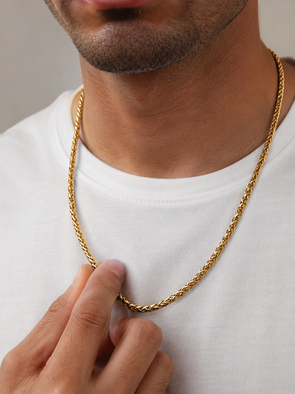 WHEAT CHAIN NECKLACE 4MM | 18K Gold