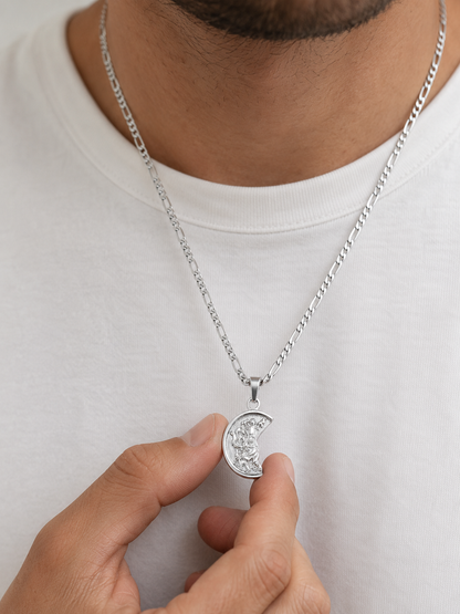 ST. CHRISTOPHER PENDANT FIGARO CHAIN | Silver