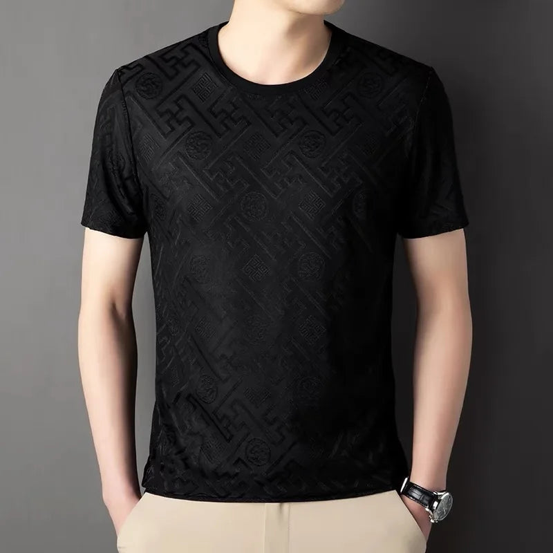 T-Shirt aus Eisseide mit Print