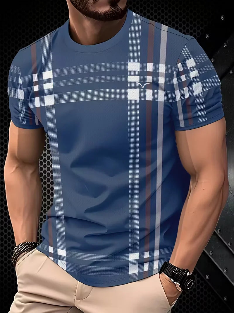 T-Shirt mit Streifen- und Karomuster